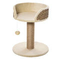 Load image into Gallery viewer, Small Cat Tree with Scratching Post, Perch, Toy Ball, Cat Tower for Indoor Cats - 16" x 16" x 19", Beige
