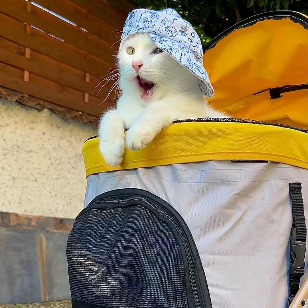 3 in 1 Pet Pushchair Detachable Design with Universal Wheels for Small Dogs Cats Yellow