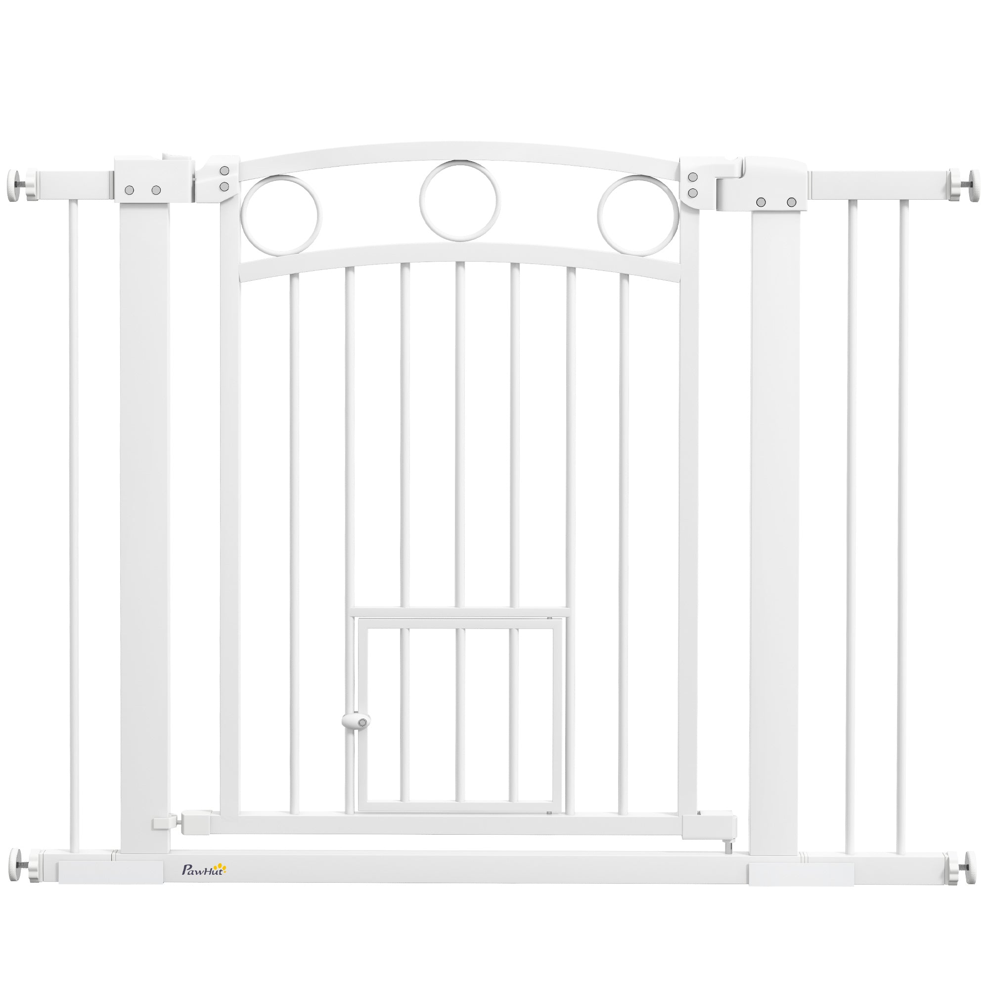 Dog Gate, 30" Extra Tall Pet Gate with Cat Door, Includes 2.8" and 5.5" Extension Kits, Pressure Mounted Stair Gate for Doorways, Hallways, Stairways, 30"-41" Width