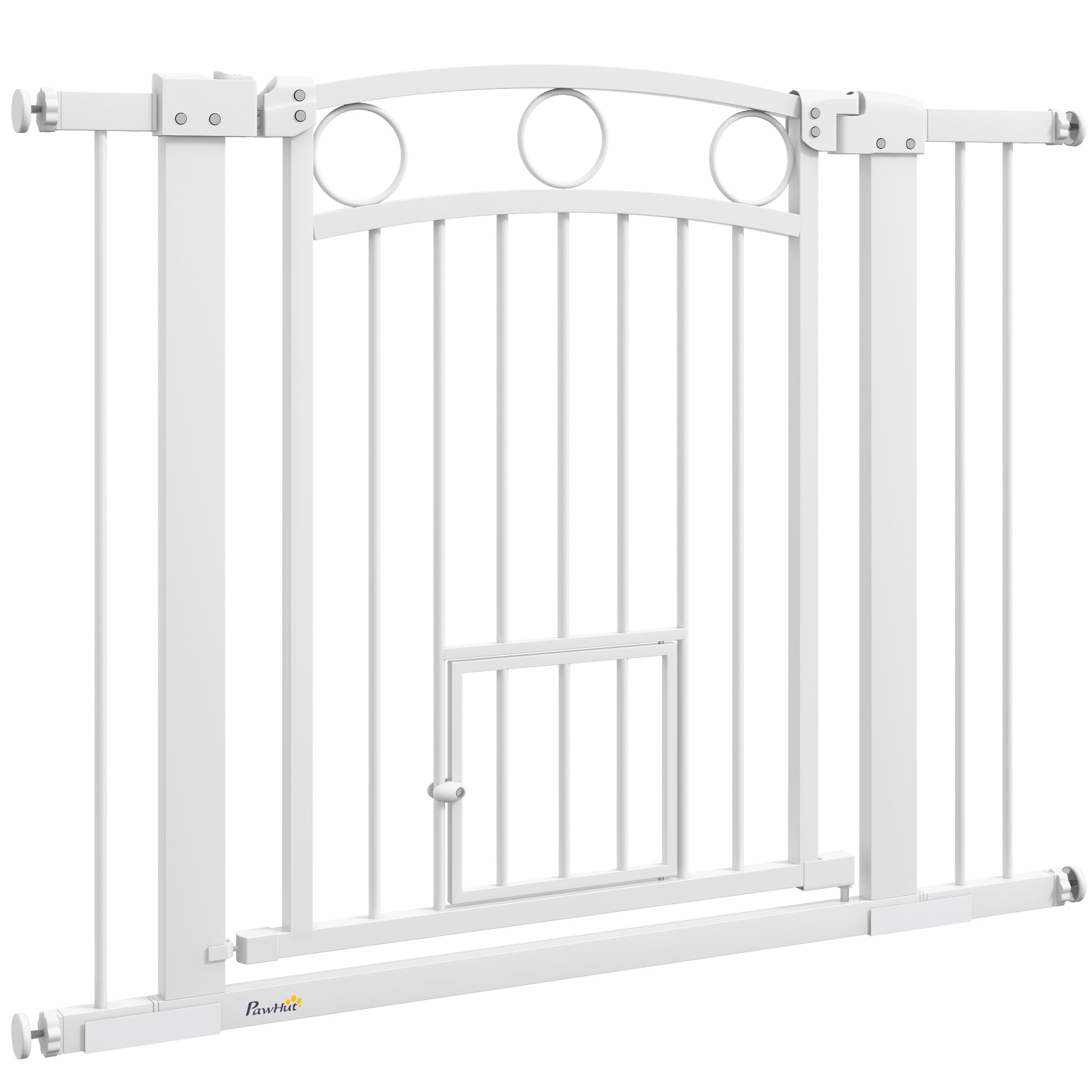 Dog Gate, 30" Extra Tall Pet Gate with Cat Door, Includes 2.8" and 5.5" Extension Kits, Pressure Mounted Stair Gate for Doorways, Hallways, Stairways, 30"-41" Width