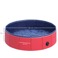 Load image into Gallery viewer, Foldable Dog Pool, 80 x 20 cm Pet Paddling Pool with Wood Board Support and Anti-Slip Bottom, Portable Doggy Paddling Pool for Garden and Outdoor Use, Red

