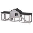 Load image into Gallery viewer, Large Rabbit Hutch Wood Bunny Cage Outdoor Guinea Pig House with Double Runs Slide Out Tray Ramps, 83"x18"x33", Grey

