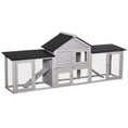 Load image into Gallery viewer, Large Rabbit Hutch Wood Bunny Cage Outdoor Guinea Pig House with Double Runs Slide Out Tray Ramps, 83"x18"x33", Grey
