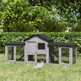 Load image into Gallery viewer, Large Rabbit Hutch Wood Bunny Cage Outdoor Guinea Pig House with Double Runs Slide Out Tray Ramps, 83"x18"x33", Grey
