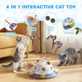 Load image into Gallery viewer, 4-in-1 Interactive Cat Toys for Indoor Cats Adult, Automatic Smart Sensing Kitten Toy with Spinning Butterfly, Shooting Feathers & Catnip Balls, Dual Power Mode for Boredom Relief
