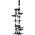 Load image into Gallery viewer, Cat Tower for Large Cats Adult, Floor to Ceiling Cat Tree Adjustable Height 94"-102" Multi-Level with Scratching Posts, Cozy Hammock, Dangling Ball Toy, White
