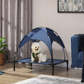 Load image into Gallery viewer, Elevated Dog Bed with Canopy, Portable Raised Dog Cot for M Sized Dogs, Indoor & Outdoor, 30" x 24" x 29", Dark Blue
