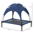 Load image into Gallery viewer, Raised Dog Bed Waterproof Elevated Pet Cot with Breathable Mesh UV Protection Canopy Blue, for Medium Dogs, 76 x 61 x 73cm
