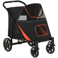 Load image into Gallery viewer, Pet Stroller with Universal Front Wheels, Shock Absorber, One-Click Foldable Dog Cat Carriage with Brakes, Storage Bags, Safety Leash for Large & Medium Dogs, Black
