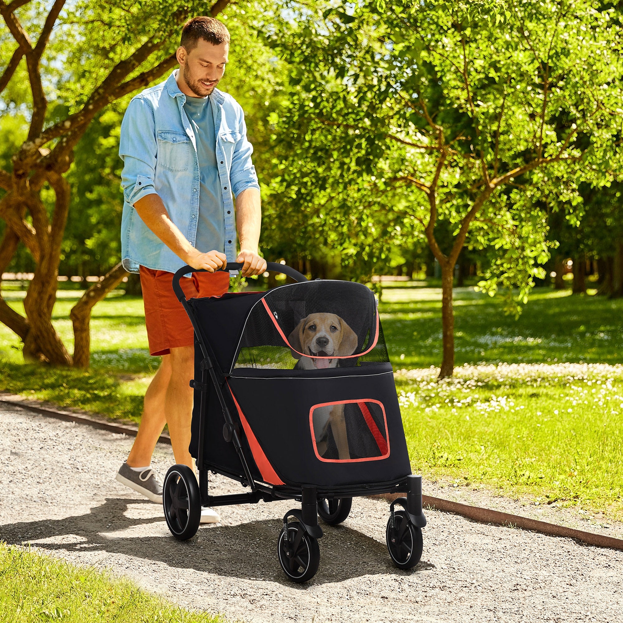 EasyFold City Pet Stroller with Shock Absorber Black