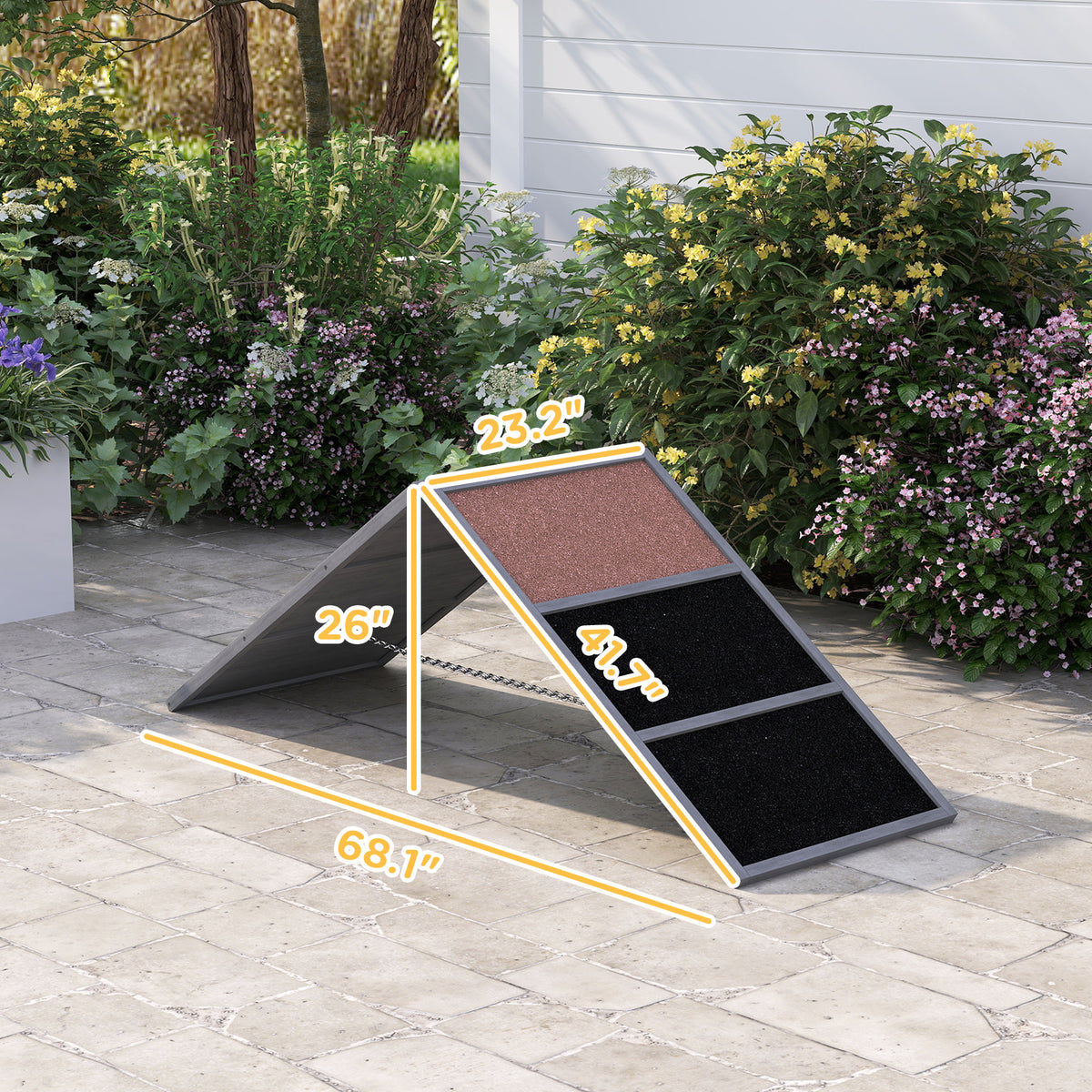 Breeding Ramp PawHut Pupstacle A-Frame Dog Agility Ramp with Non-Slip Surface Gray