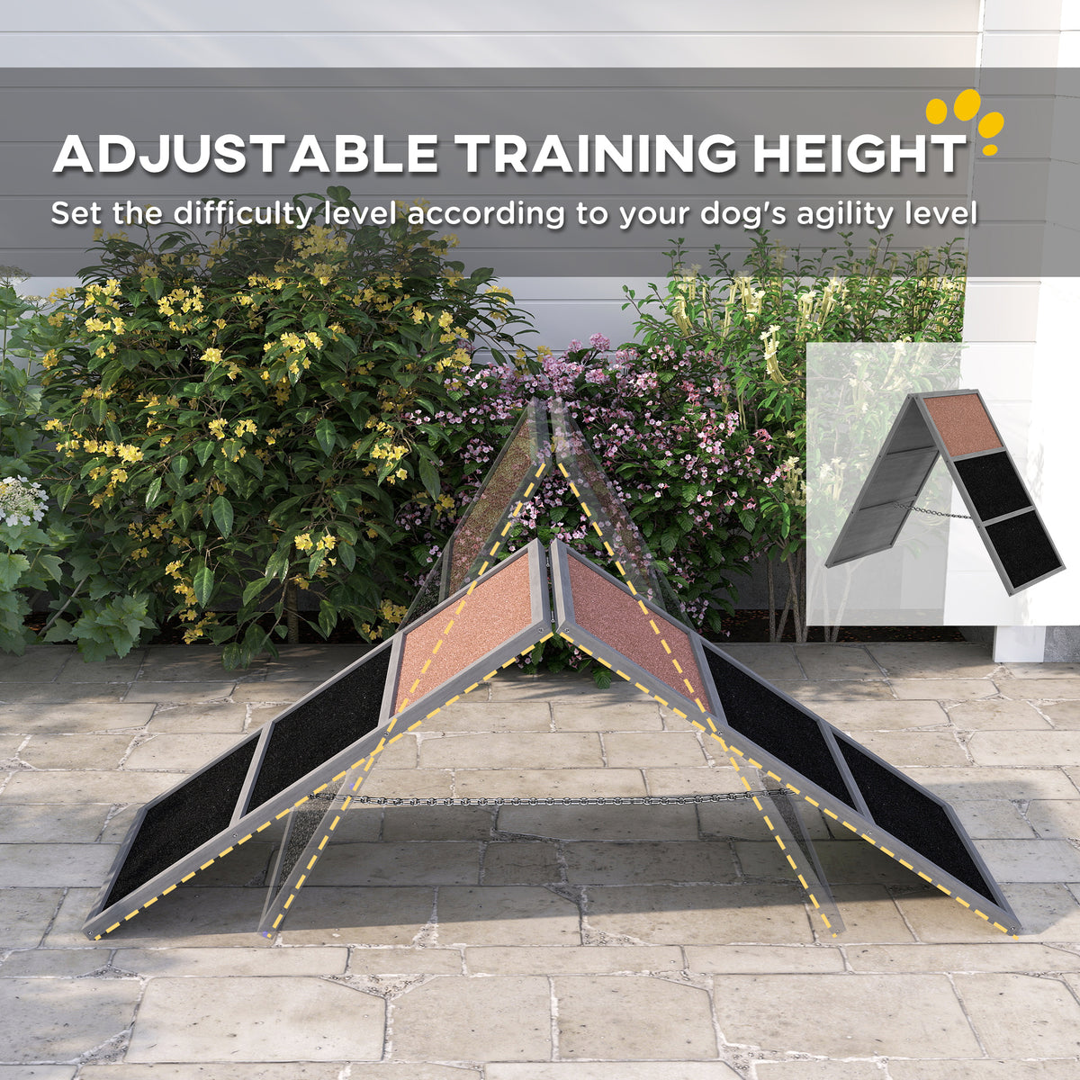 Breeding Ramp PawHut Pupstacle A-Frame Dog Agility Ramp with Non-Slip Surface Gray