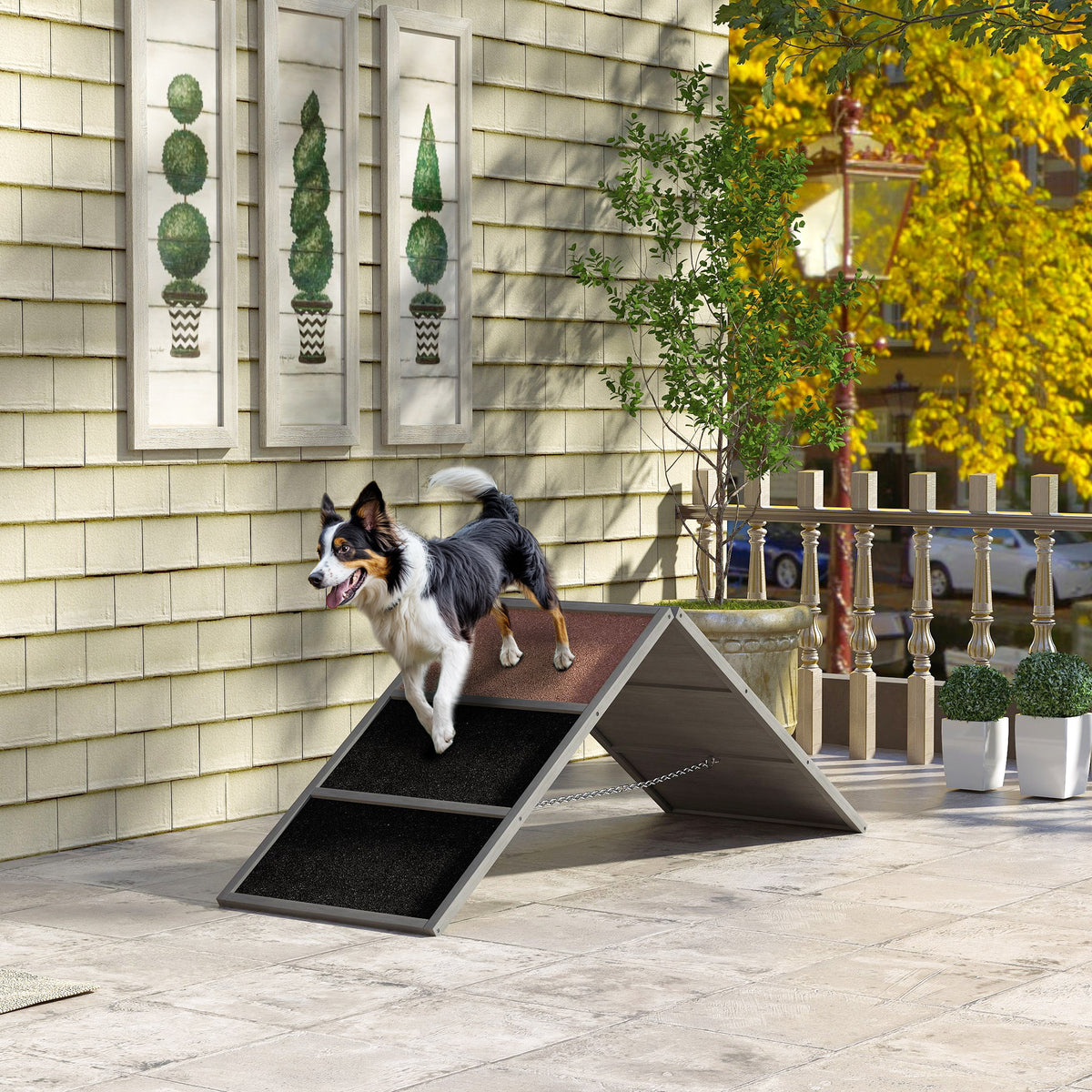 Breeding Ramp PawHut Pupstacle A-Frame Dog Agility Ramp with Non-Slip Surface Gray