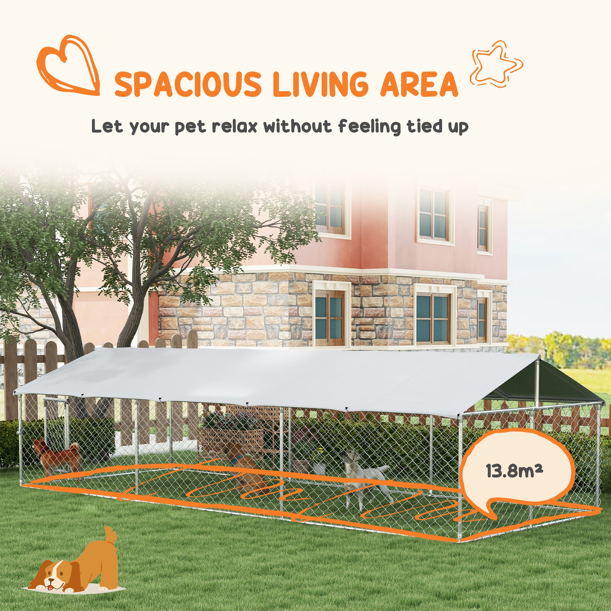 19.7'x7.5'x4.9' Outdoor Dog Kennel with Waterproof Cover & Secure Lock