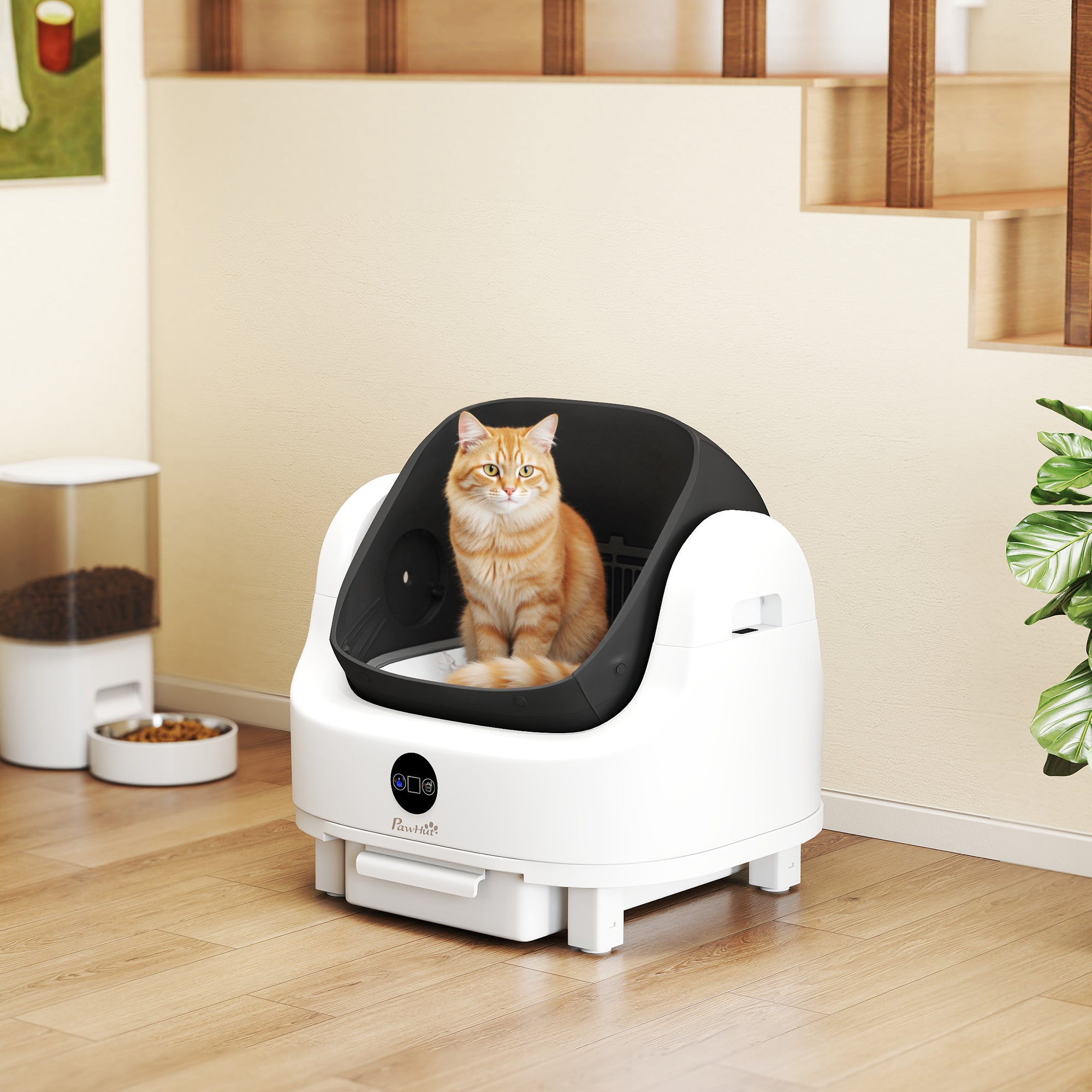 Self Cleaning Cat Litter Tray Top Opening Design, Automatic Litter Box More Space for Multiple & Senior, Large Cats, Integrated Security Protection, Odor-Free,  Instant Cleaning & Easy Scooping