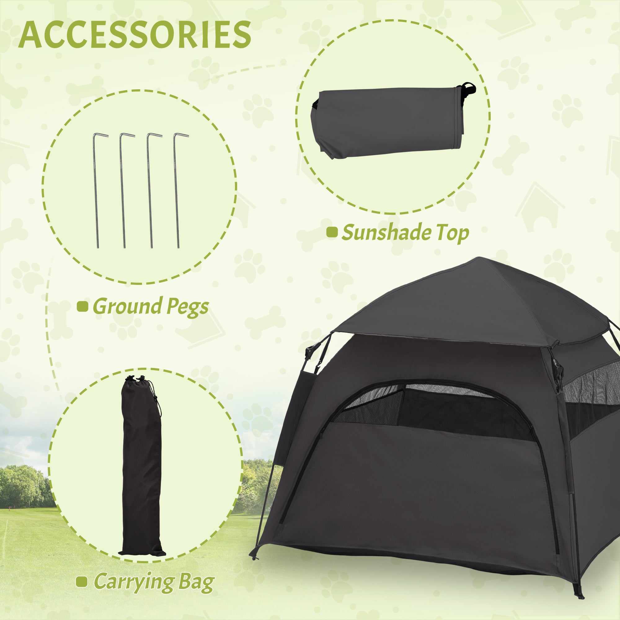 Pop-Up Dog Tent for Extra Large & Large Dogs with Carry Bag Dark Gray