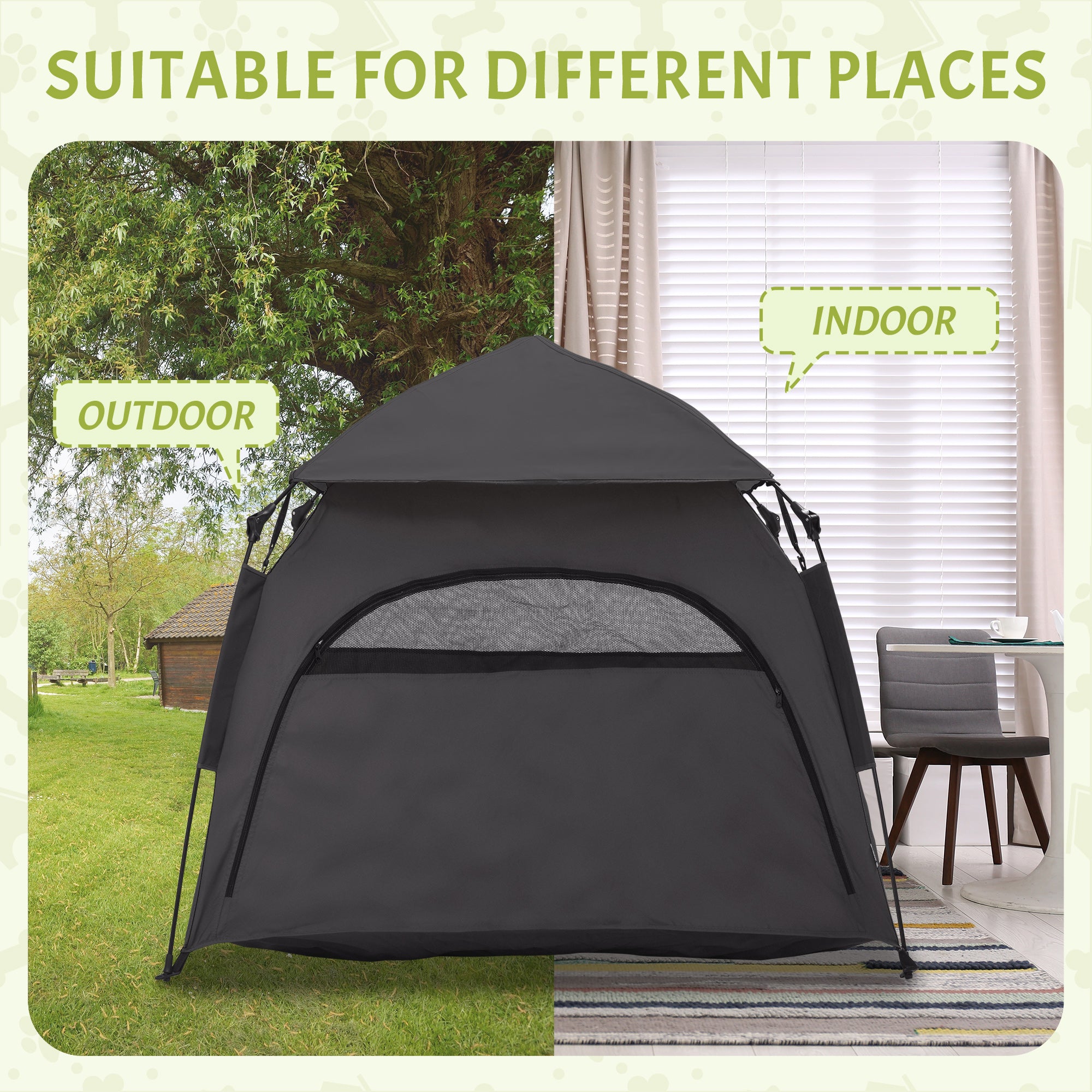 PawHut Pop-Up Dog Tent for Extra Large & Large Dogs with Carry Bag Dark Gray
