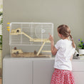 Load image into Gallery viewer, Hamster Cage, Transparent Small Animal House with Deep Bottom, Wooden Ramp, Hut, Bathroom and Exercise Wheel for Hamster and Gerbil, 23.2" L x 14" W x 18.5" H, Two Huts
