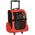 Load image into Gallery viewer, Pet Travel Backpack Bag Cat Puppy Dog Carrier w/ Trolley and Telescopic Handle Portable Stroller Wheel Luggage Bag (Red)
