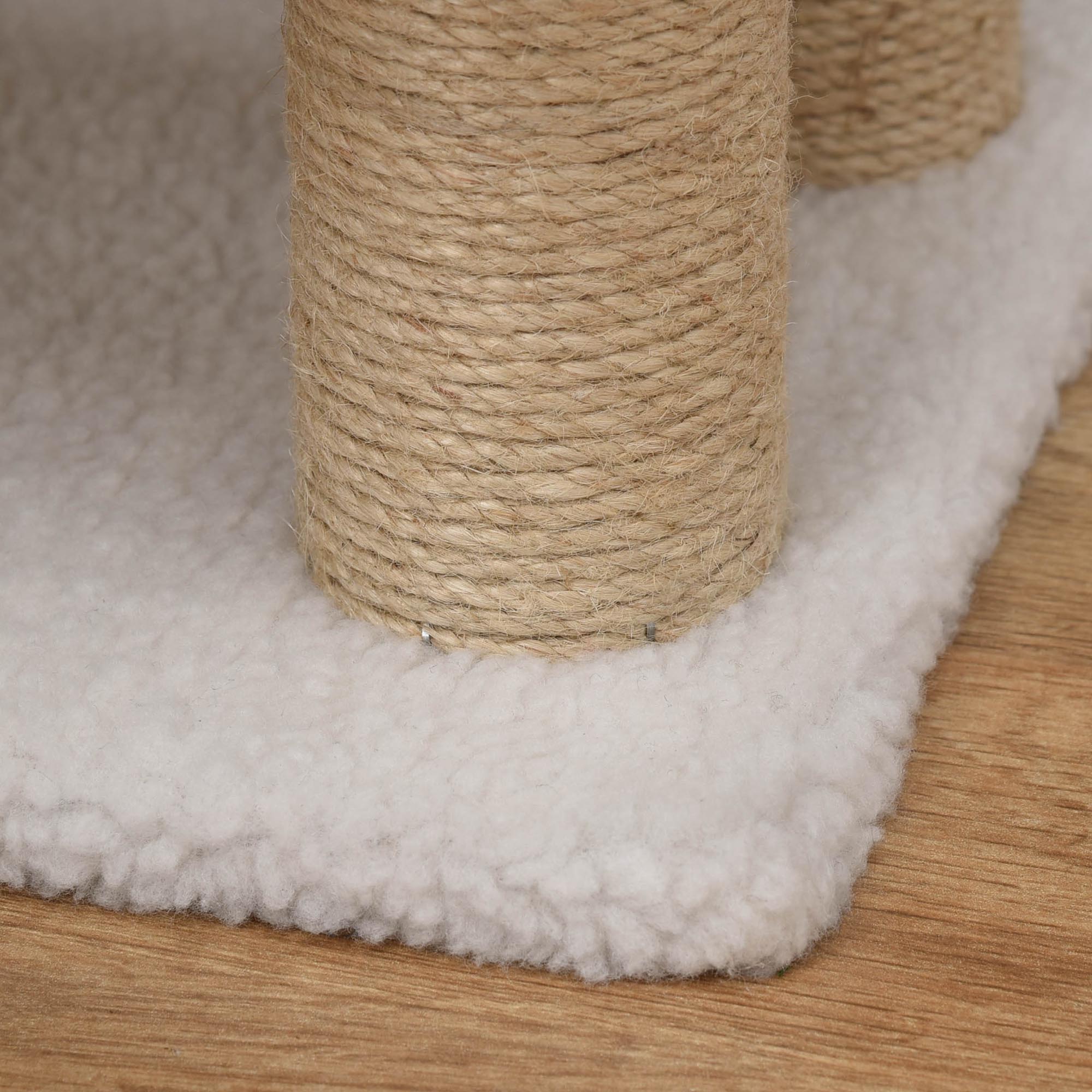 Pet Stair, Cat Tree with 4-step Climb Ladder, Scratching Posts, Platforms, Toy Ball, for Indoor Elderly Cats Kittens, White