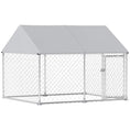 Load image into Gallery viewer, Outdoor Dog Kennel with Roof, Heavy Duty Galvanized Steel Dog Run Chain Link w/ Waterproof UV-Resistant Cover, Safety Lockable Latch System, 2.1' x 1.8' x 1.6'
