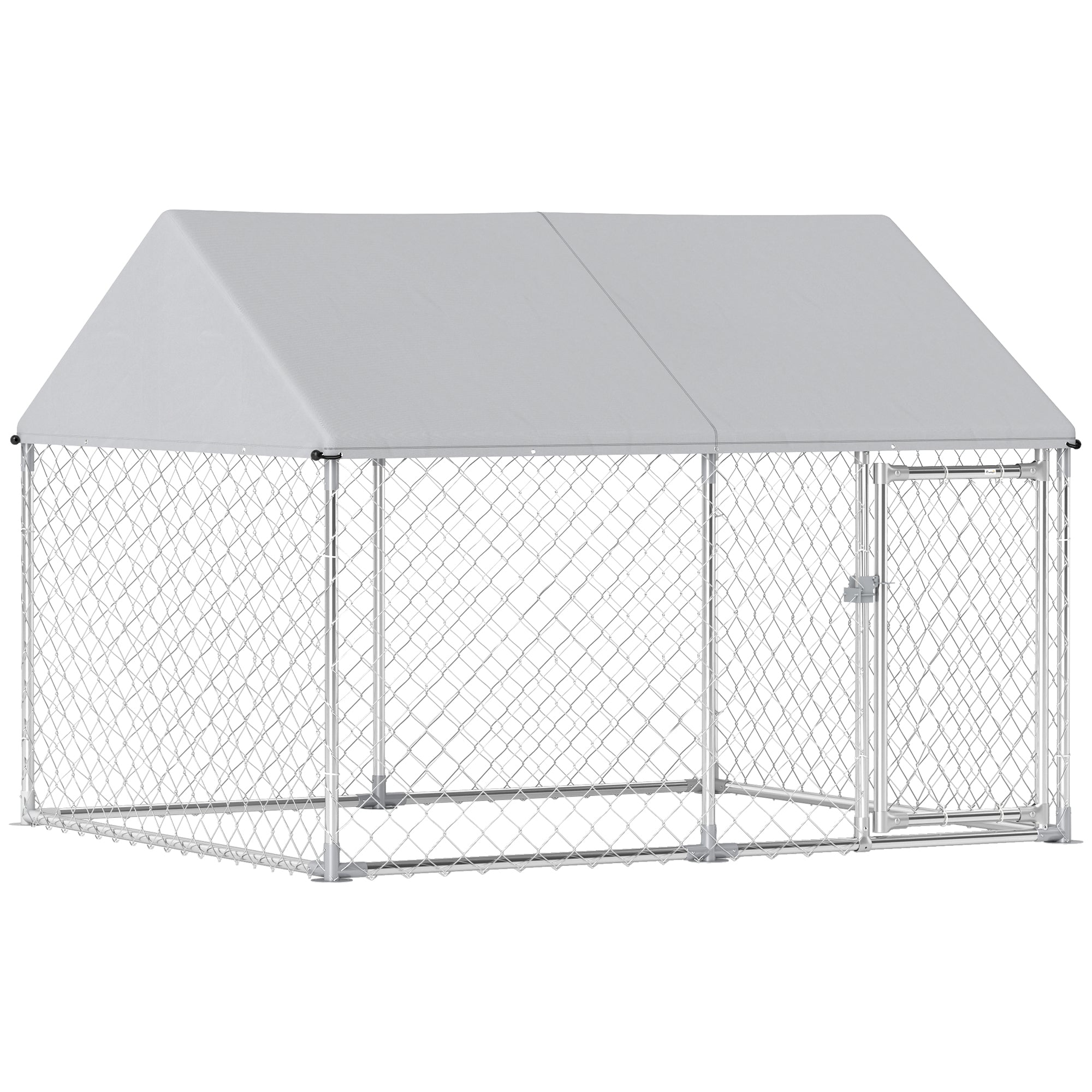 Outdoor Dog Kennel with Roof, Heavy Duty Galvanized Steel Dog Run Chain Link w/ Waterproof UV-Resistant Cover, Safety Lockable Latch System, 2.1' x 1.8' x 1.6'