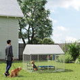 Load image into Gallery viewer, Outdoor Dog Kennel with Roof, Heavy Duty Galvanized Steel Dog Run Chain Link w/ Waterproof UV-Resistant Cover, Safety Lockable Latch System, 2.1' x 1.8' x 1.6'
