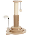 Load image into Gallery viewer, Cat Scratching Post, 49cm Cat Scratcher with Sisal Post, Interactive Track Ball Toy, Self Grooming Brush, Hanging Toy Ball, Feather, 5 in 1 Small Kitten Cat Scratch post, Oak Tone
