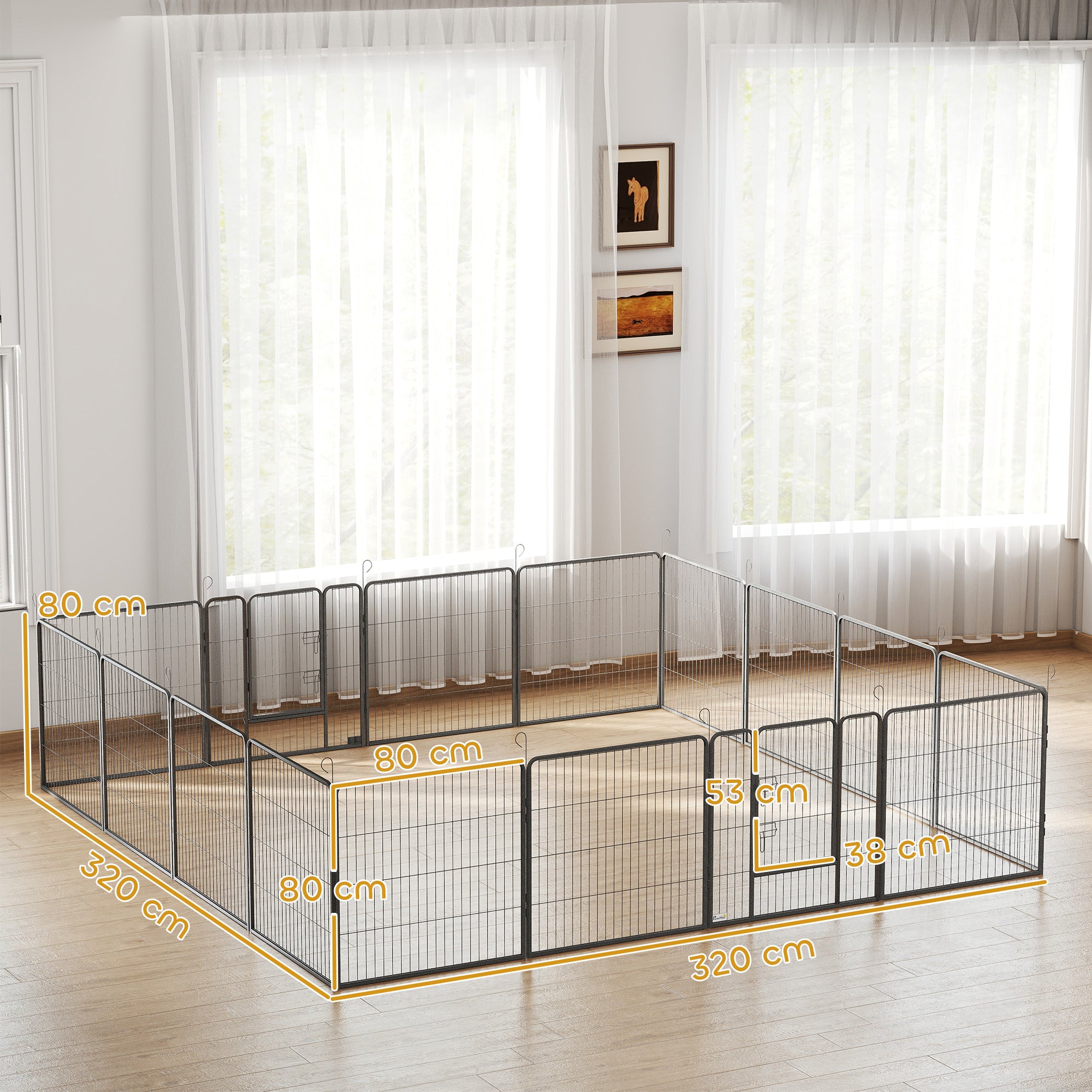 Dog Pen 16 Panels Puppy Pen Heavy Duty Pet Playpen for Indoor Outdoor for Dogs, Rabbits, Ducks 80cm High