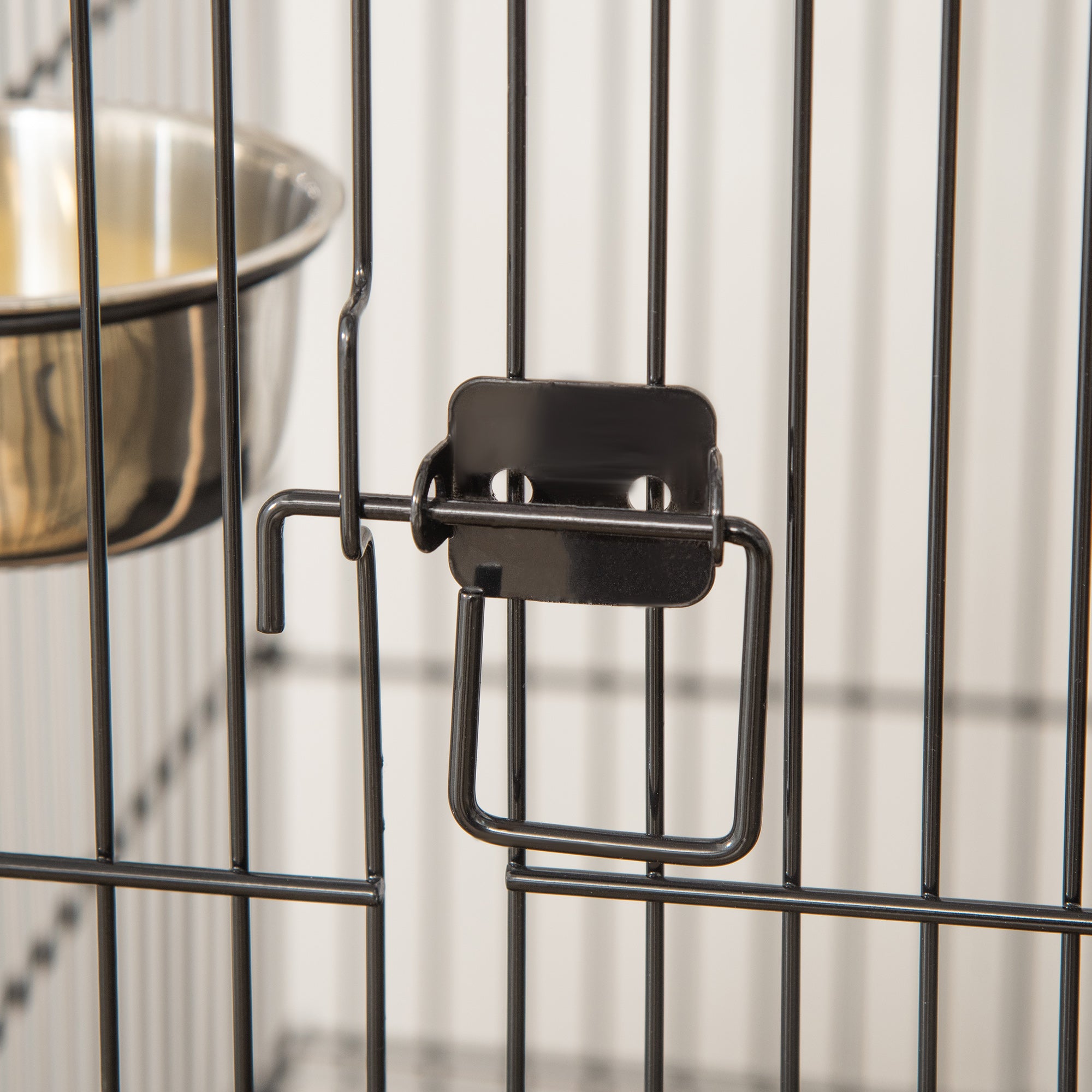 53.9'' Large Rolling Steel Bird Cage Bird House with Detachable Rolling Stand, Storage Shelf, Wood Perch, Food Container, Black