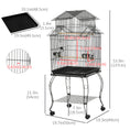 Load image into Gallery viewer, 53.9'' Large Rolling Steel Bird Cage Bird House with Detachable Rolling Stand, Storage Shelf, Wood Perch, Food Container, Black
