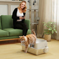 Load image into Gallery viewer, Stainless Steel Cat Litter Box with Lid, Metal Extra Large Enclosed Litter Box for Big Cats with Scoop, High Sided, Non-Stick & Anti-Urine Leakage, Easy Cleaning
