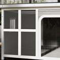 Load image into Gallery viewer, Outdoor Dog Kennel, Wooden Dog House Shelter with Asphalt Openable Top, Removable Floor, Clear Front Panel, Curtain, Windows, for Small, Medium Puppies, 90 x 62 x 71cm, Light Grey
