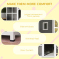 Load image into Gallery viewer, Outdoor Dog Kennel, Wooden Dog House Shelter with Asphalt Openable Top, Removable Floor, Clear Front Panel, Curtain, Windows, for Small, Medium Puppies, 90 x 62 x 71cm, Light Grey
