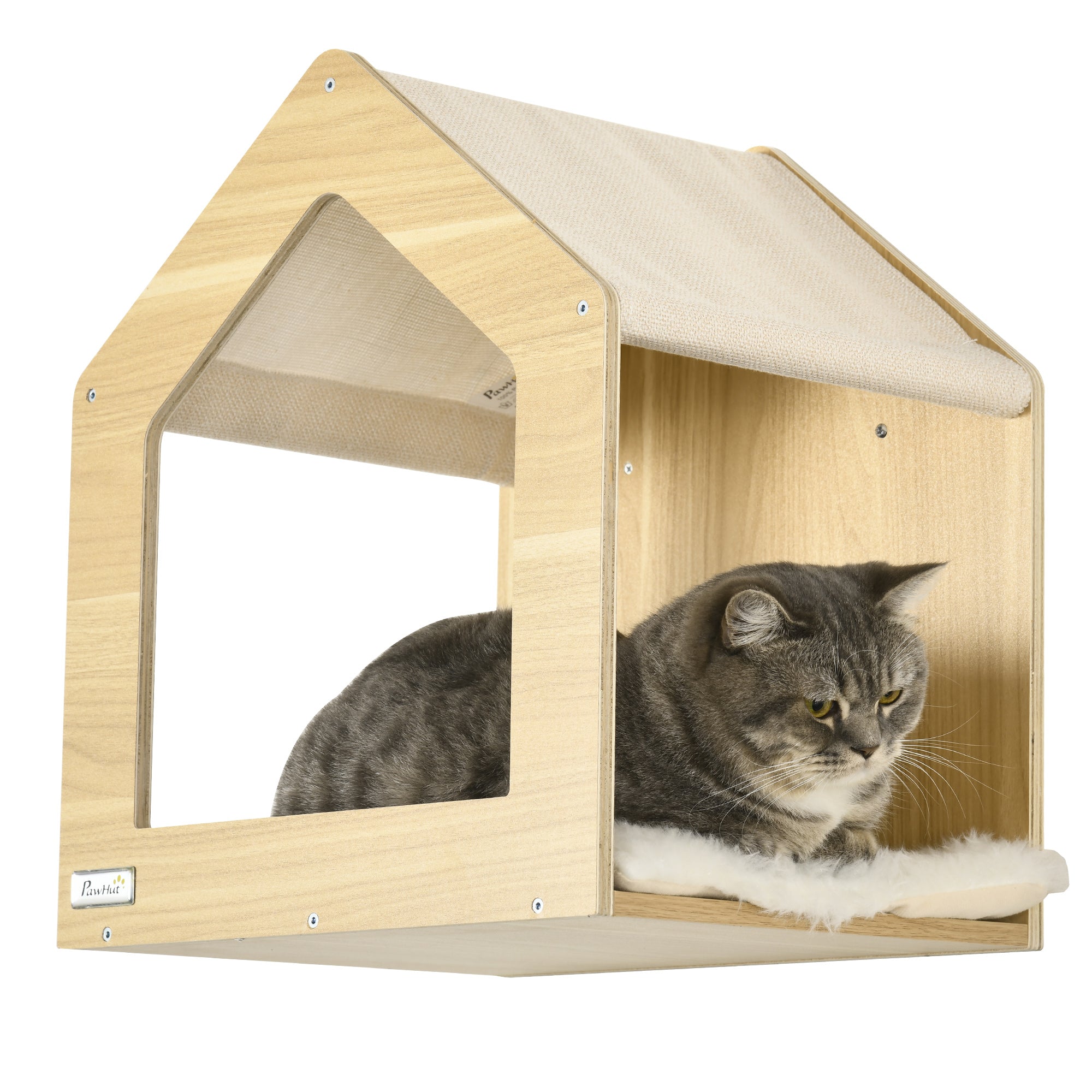 8 Piece Cat Shelves Set, Cat Wall Furniture with Condo, 3 Perches, 3 Scratching Posts, Steps, Wall Mounted Kitty Tree for Indoor Kittens, Beige