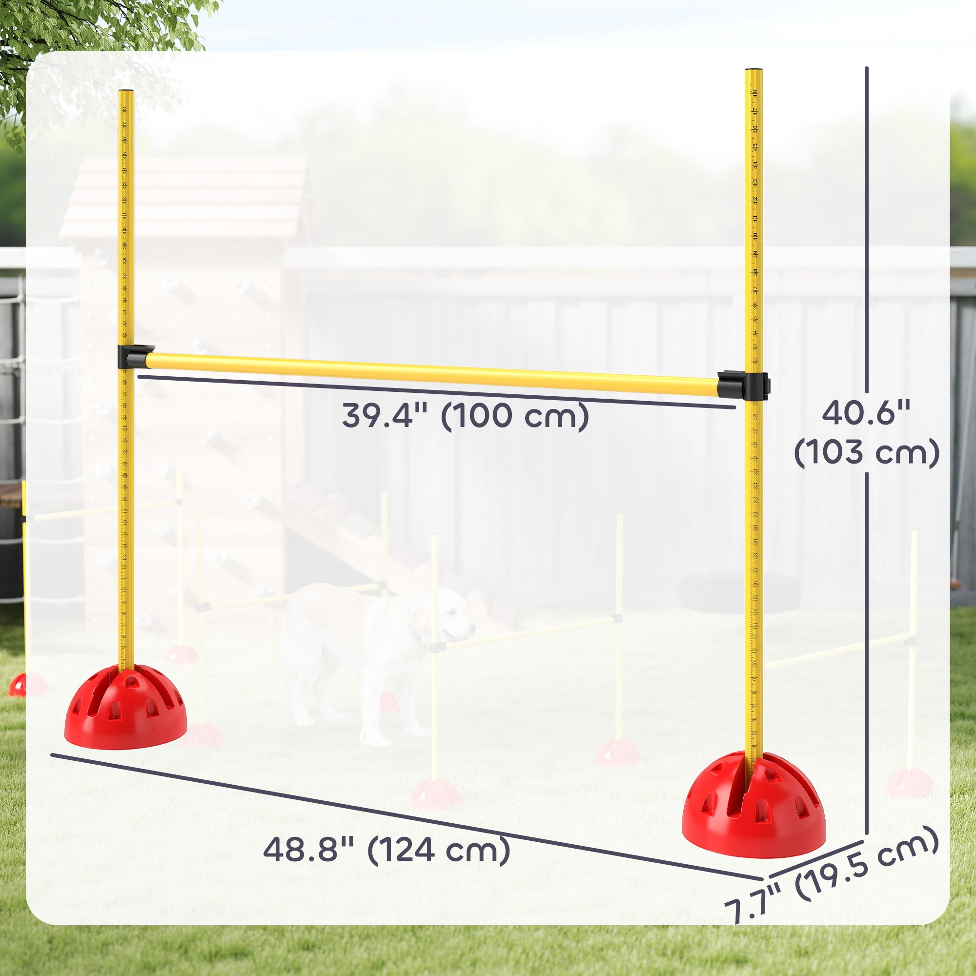 Dog Agility Training Equipment, 4 PCS Obstacle Course with Height Adjustable Jump Hurdle and Bag, Dog Agility Course for Backyard, Indoor, Outdoor, Yellow