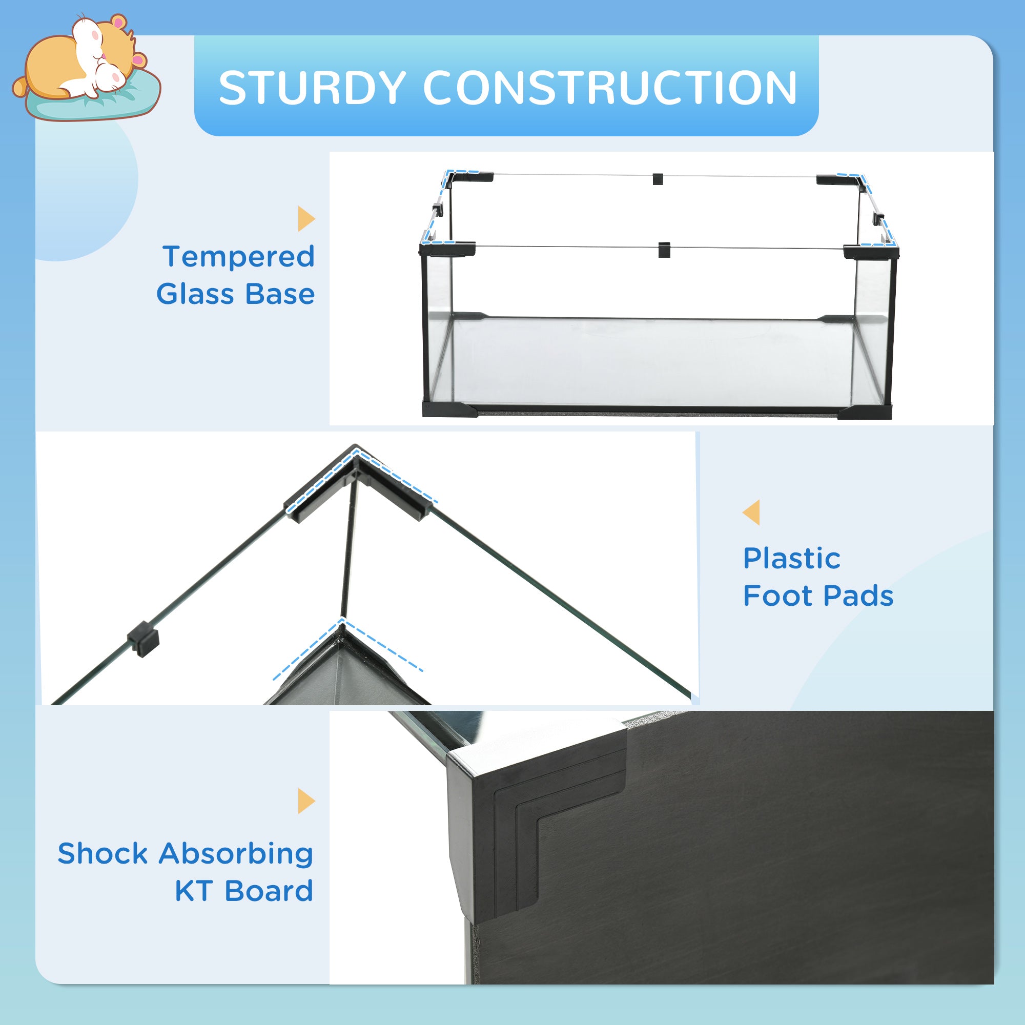 Hamster Cage, Gerbil Cage with Glass Basin, Ramps, Platforms, Hut, Exercise Wheel, Water Bottle, Dish, for Syrian and Dwarf Hamsters, 24" x 16" x 21.5"