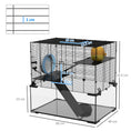 Load image into Gallery viewer, 3 Tiers Hamster Cage, Gerbil Cage with Deep Glass Bottom, Non-Slip Ramps, Platforms, Hut, Exercise Wheels, Water Bottle, Dish, for Syrian Hamster, Dwarf Hamster, 60 x 40 x 57cm
