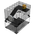 Load image into Gallery viewer, Hamster Cage, Gerbil Cage with Glass Basin, Ramps, Platforms, Hut, Exercise Wheel, Water Bottle, Dish, for Syrian and Dwarf Hamsters, 24" x 16" x 21.5"
