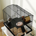 Load image into Gallery viewer, Hamster Cage, Gerbil Cage 3 Tier with Wheels, Deep Bottom, Ramps, Food Dish, Water Bottle, for Dwarf, Syrian, 57 x 43 x 74cm - Black
