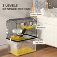 Load image into Gallery viewer, Hamster Cage, Gerbil Cage 3 Tier with Wheels, Deep Bottom, Ramps, Food Dish, Water Bottle, for Dwarf, Syrian, 57 x 43 x 74cm - Black
