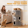 Load image into Gallery viewer, Cat House for Indoor Kittens, Cat Condo with Removable Washable Cover, Modern Barrel-Shaped Kitty Cave Bed, Stable Multi-Level Kitten Hideaway for Play & Rest, 40 x 40 x 80 cm, Grey
