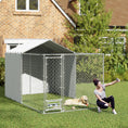 Load image into Gallery viewer, PawHut Large Outdoor Dog Kennel, Heavy Duty Dog Kennel Outside with Waterproof & UV-Resistant Cover, Rotating Bowls Door, Galvanized Chain Link Dog Run for Medium & Large Dogs, 13.1' x 7.5' x 7.5'
