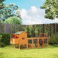Load image into Gallery viewer, 117" Extra Large Chicken Coop with Asphalt Roof, Wooden Hen House with Slide-out Tray, Quail Hutch with Nesting Box, Orange
