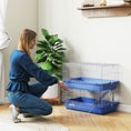 Load image into Gallery viewer, 28" 2-Tier Small Animal Cage with 2 Doors, Deep Base, Ramp, Dish & Bottle, Blue
