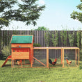 Load image into Gallery viewer, 137"L Chicken Coop, Wooden Large Hen House with Chicken Run, Nesting Box, Poultry Cage for Outdoor, Backyard, Orange

