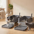 Load image into Gallery viewer, 2 Pack XL Stainless Steel Litter Box, Extra Large Metal Cat Litter Box High Sided for Big and Multiple Cats, Semi-Enclosed with Tracking Step, Stainless Steel Scoops, Anti-Urine Leakage
