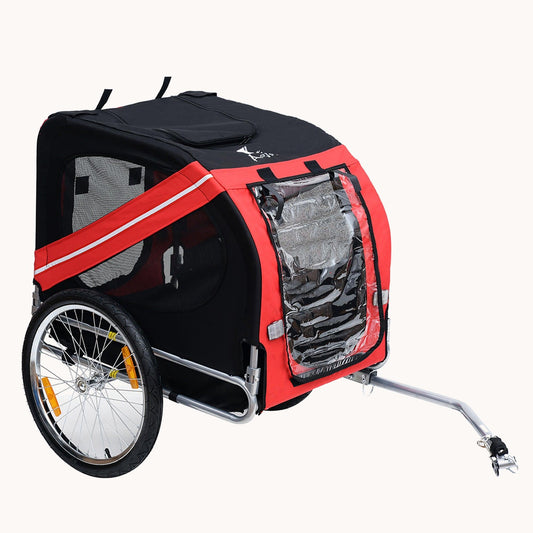 Dog Bike Trailer with Large Rubber Wheels, 3 Entrances, Dog Wagon for Bike, Red