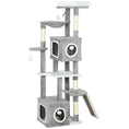 Charger l'image dans la visionneuse de la galerie, Cat Tree for Indoor Large Adult Cats, 65 Inch Kitty Tower Multi-Level with 2 Doors Condos, Plush Top Perch, Hammock, Sisal Scratching Posts, 4 Pompoms, Ramp, Grey
