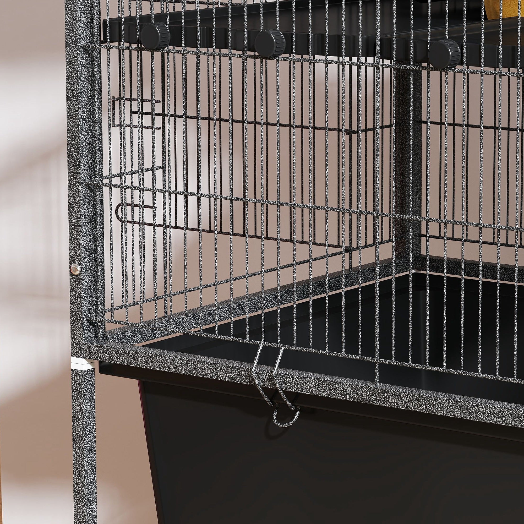 PawHut 59" 5-Level Small Animal Cage, Rolling Ferret Chinchilla Cage with Slide Out 6.3" Deep Tray, Non-Slip Cloth Covered Ramps, Hammock, for Rabbits, Pet Mink, Squirrel, Dark Gray